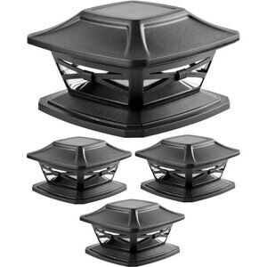 Lighting Flexfit Solar Outdoor Post Cap Lights - Includes Bases for 4x4 5x5 6x6